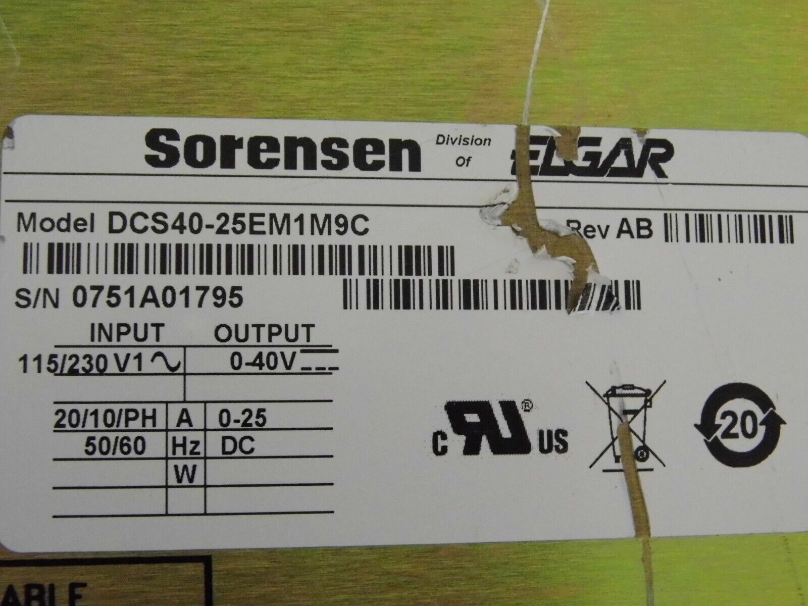 Sorensen DCS40-25E M9C Power Supply (many in stock) Sorensen DCS40-25E M9C Power Supply (many in stock)